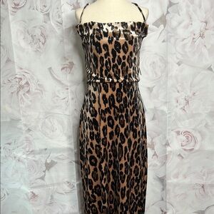 Taylor Black and Brown Bodycon Midi Dress for Night Out
